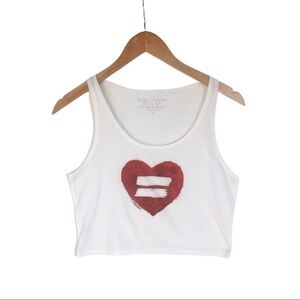 Equality PRIDE heart white red tank crop top small